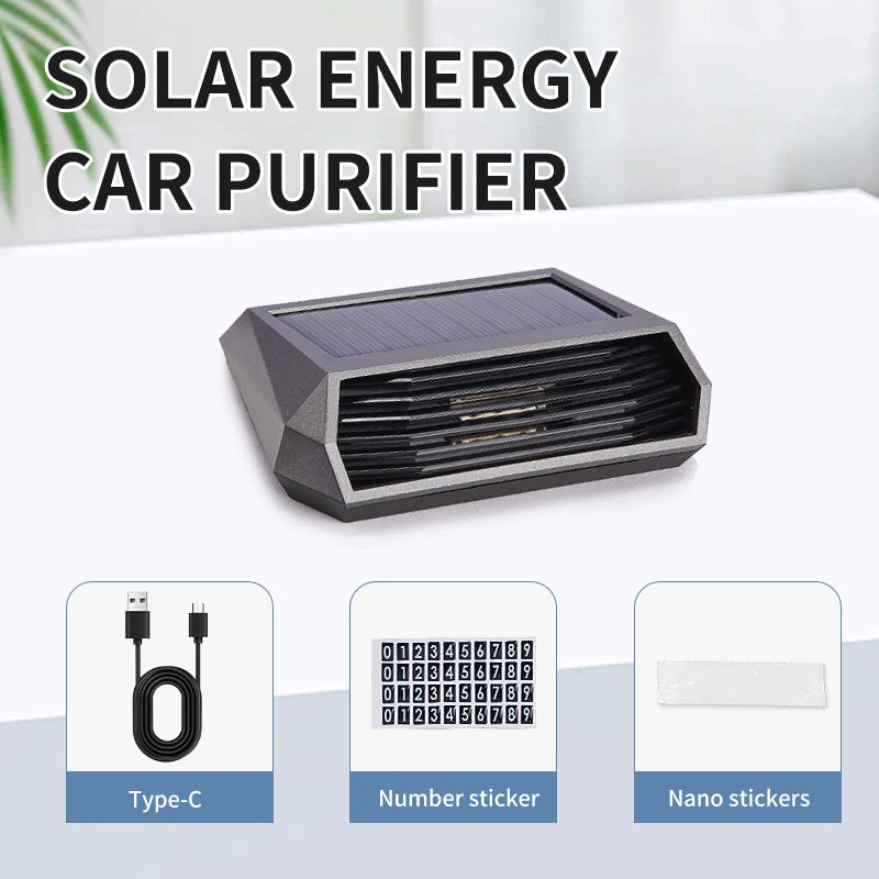 Purificateur d’air voiture solaire/ Double alimentation , éliminateur d’odeurs compact