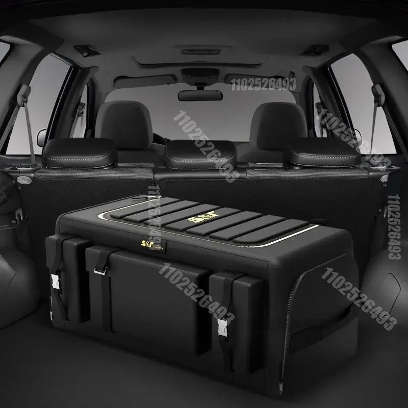 Organisateur de coffre avec couvercle – Boîte pliable en tissu Oxford 70 L avec multi-poches