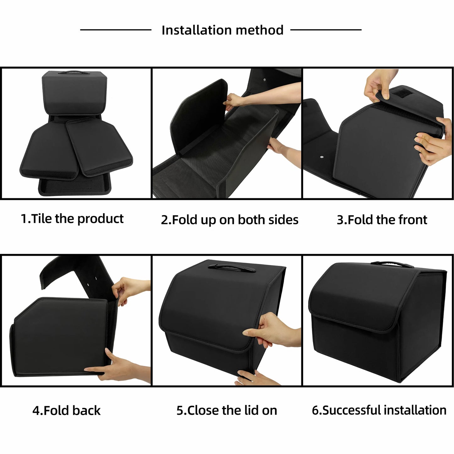 Boîte de rangement en cuir PU – Organisateur de coffre pliable