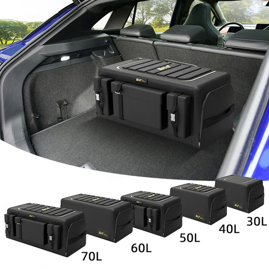 Organisateur de coffre avec couvercle – Boîte pliable en tissu Oxford 70 L avec multi-poches