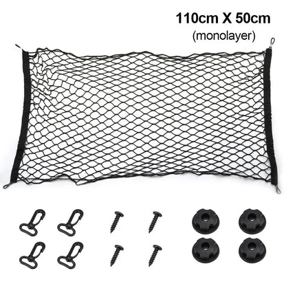 Support de filet universel pour coffre de voiture – 90×40 cm / 110 cm, 4 poches crochets