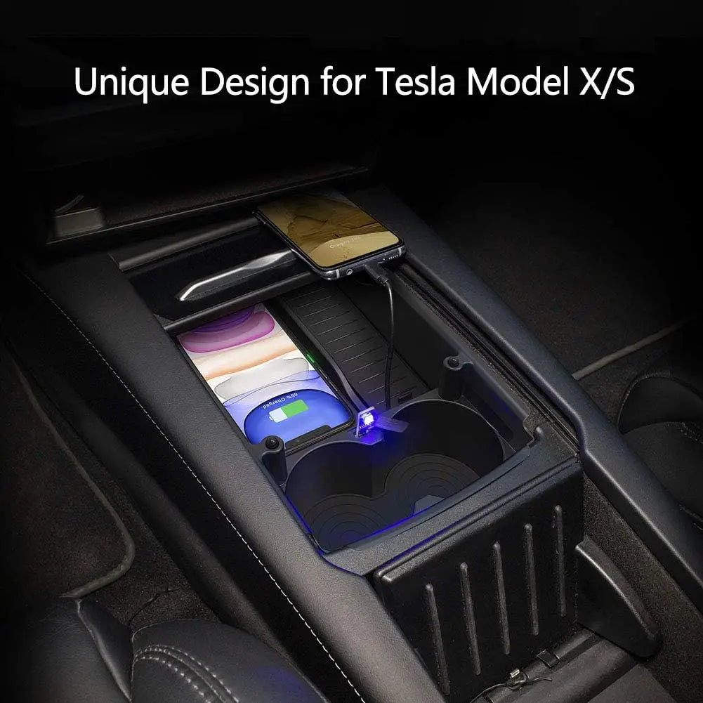 Chargeur sans fil pour téléphone, organiseur de console centrale, pour Tesla