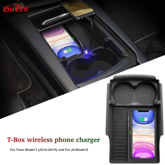 Chargeur sans fil pour téléphone, organiseur de console centrale, pour Tesla