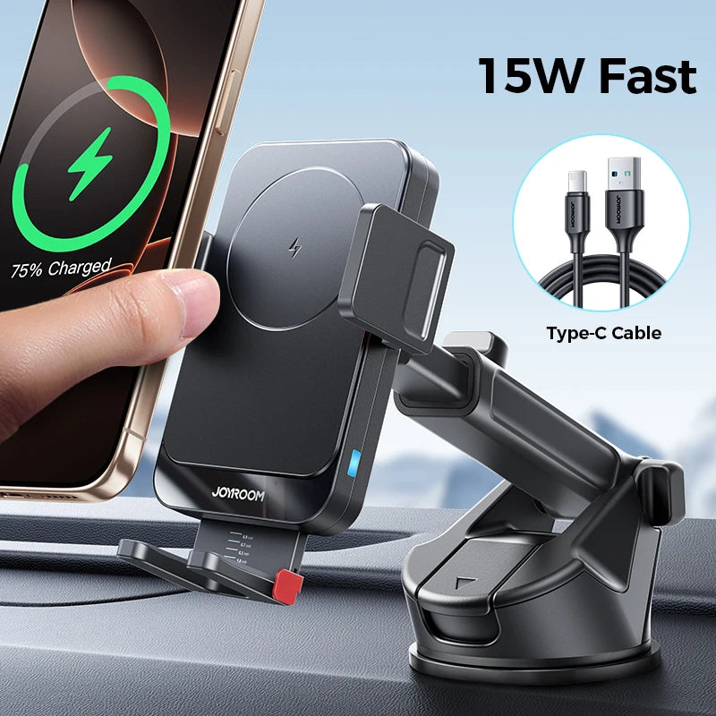 Support de téléphone de voiture pour 4,7 à 7 pouces Joyroom, sans fil 15 W, rotation à 360