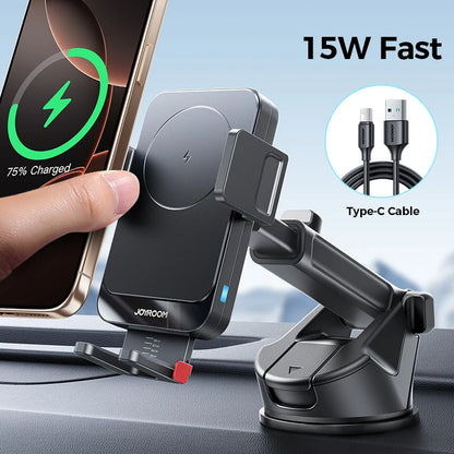 Support de téléphone de voiture pour 4,7 à 7 pouces Joyroom, sans fil 15 W, rotation à 360
