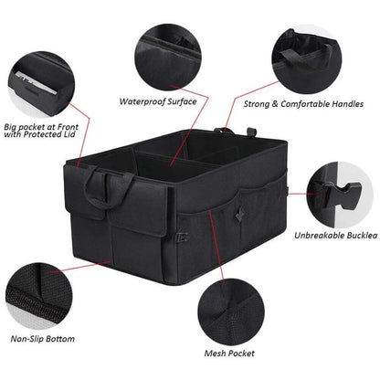 Organisateur de coffre de voiture de grande capacité, boîte de rangement pliable