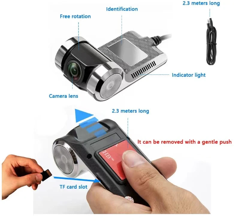 Caméra embarquée HD USB ADAS DVR double objectif