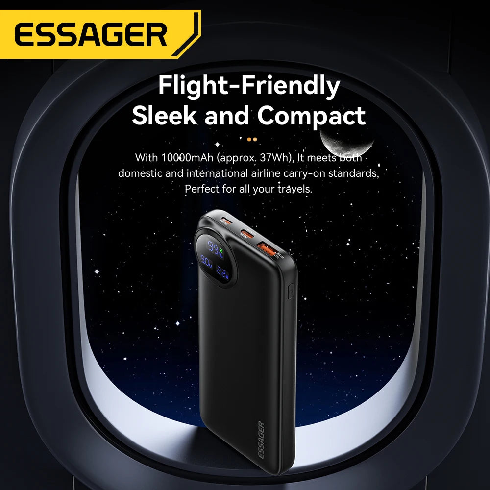 Essager 22.5W Power Bank 20000mAh with Two Built-in Cables Portable