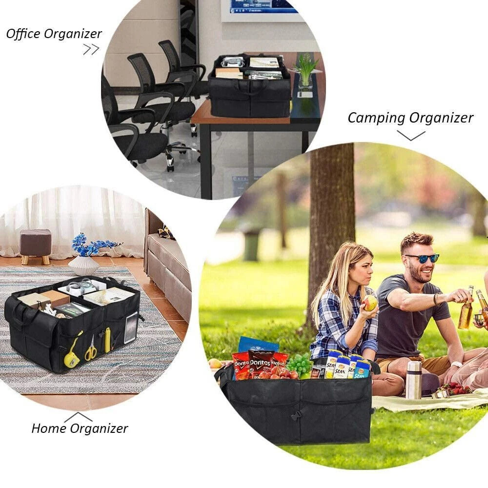 Organisateur de coffre de voiture de grande capacité, boîte de rangement pliable