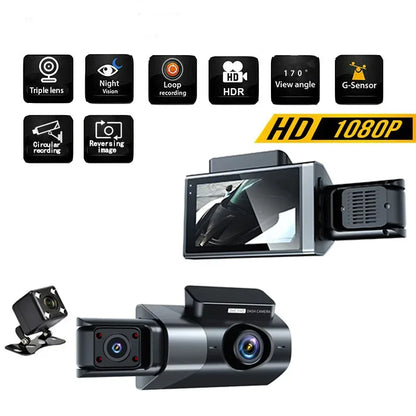 Caméra de tableau de bord HD 1080P – Triple enregistrement