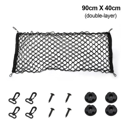 Support de filet universel pour coffre de voiture – 90×40 cm / 110 cm, 4 poches crochets