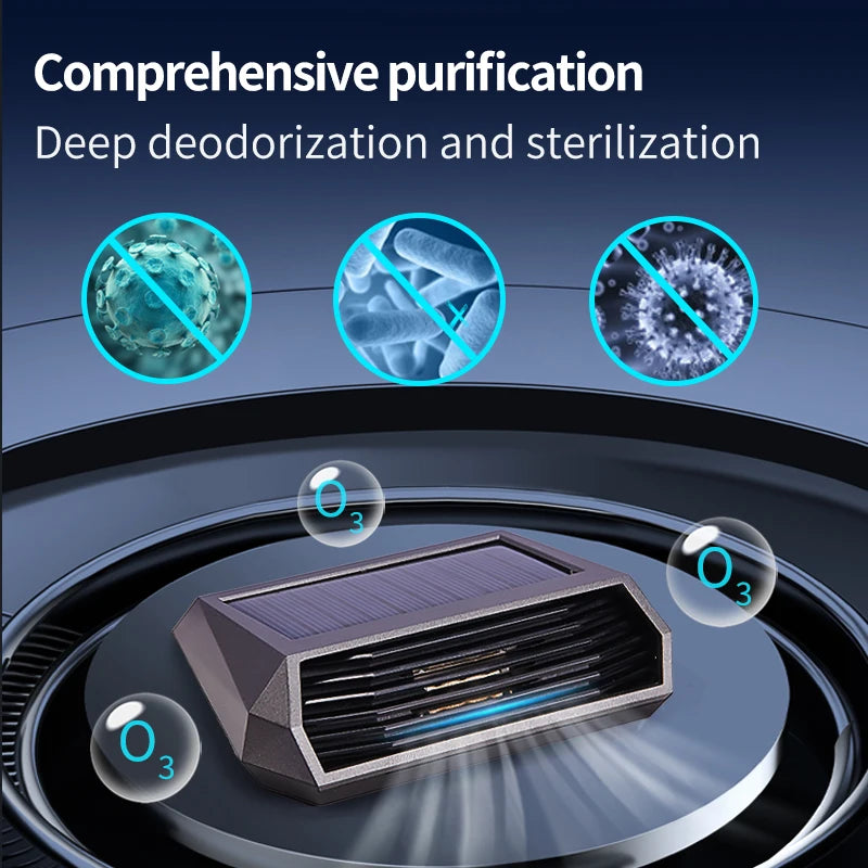 Purificateur d’air voiture solaire/ Double alimentation , éliminateur d’odeurs compact