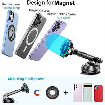 Chargeur sans fil support de téléphone pour pare-brise, 15 W, pour iPhone 16, 15, 14 Pro Max, 12