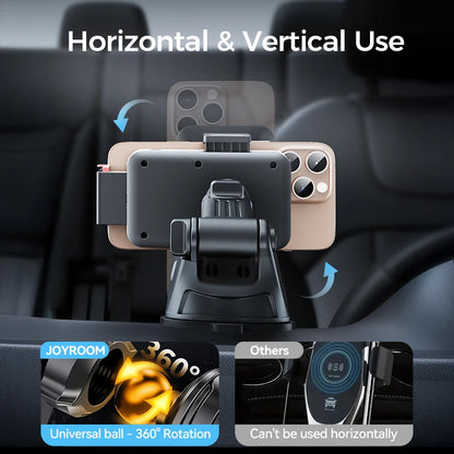 Support de téléphone de voiture pour 4,7 à 7 pouces Joyroom, sans fil 15 W, rotation à 360