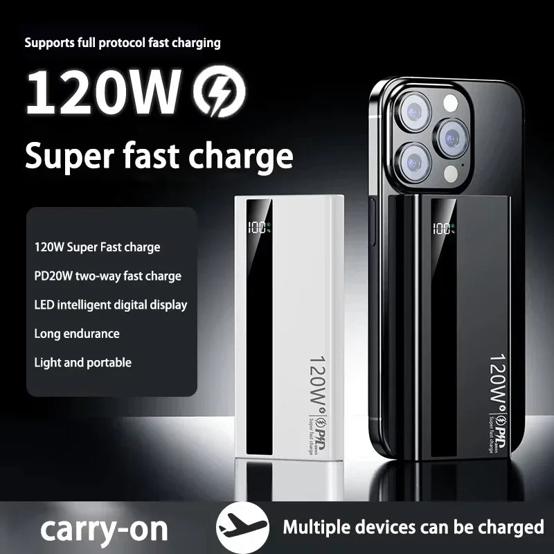 Xiaomi 500000mAh High Capacity PowerBank 120W Super Fast Charging Portable External Battery Powerbank for iphone Samsung Huawei