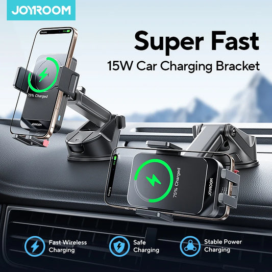 Support de téléphone de voiture pour 4,7 à 7 pouces Joyroom, sans fil 15 W, rotation à 360