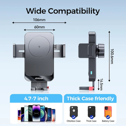 Support de téléphone de voiture pour 4,7 à 7 pouces Joyroom, sans fil 15 W, rotation à 360