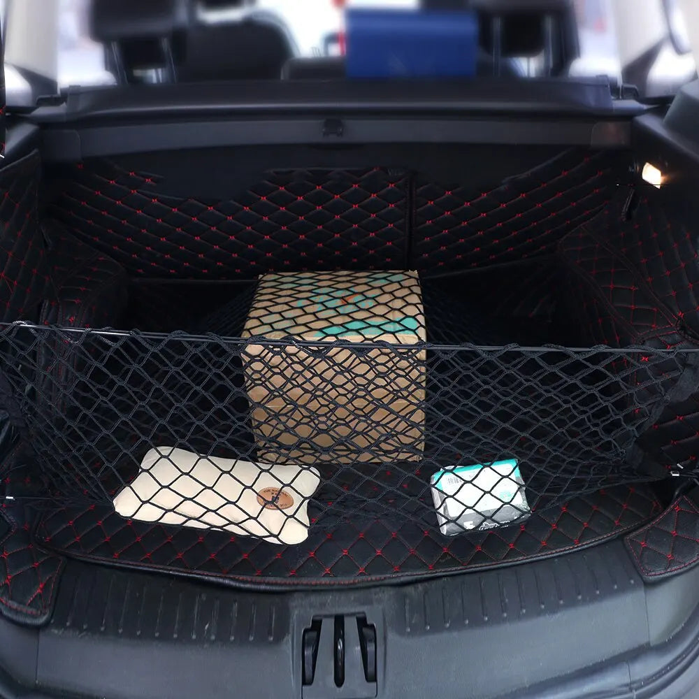 Support de filet universel pour coffre de voiture – 90×40 cm / 110 cm, 4 poches crochets