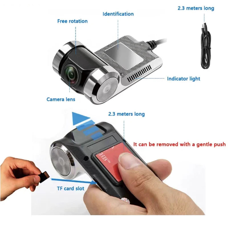 Caméra embarquée HD USB ADAS DVR double objectif