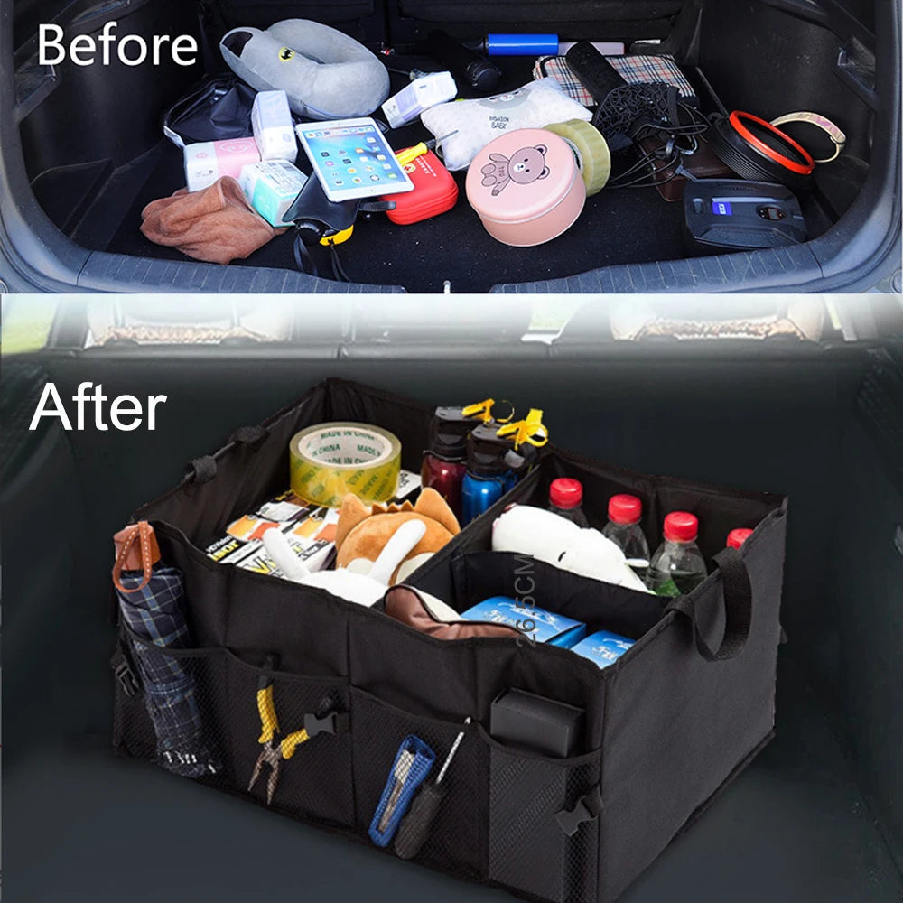 Organisateur de coffre de voiture de grande capacité, boîte de rangement pliable